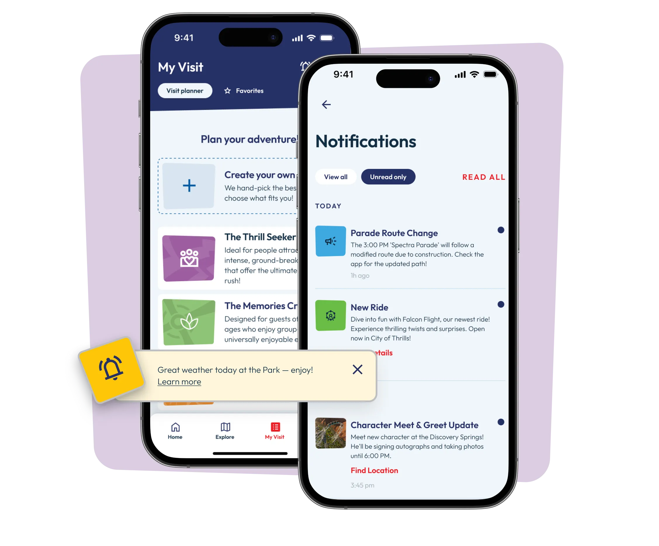 Receive real-time alerts and wait times